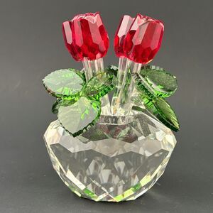 Hyaline Dora Red Rose Crystal Figurine Paperweight Easter Collectable